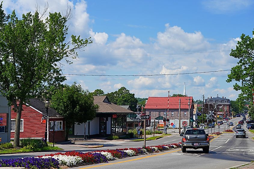 View of the campus of Bowdoin College, a private liberal arts college located in Brunswick, Maine