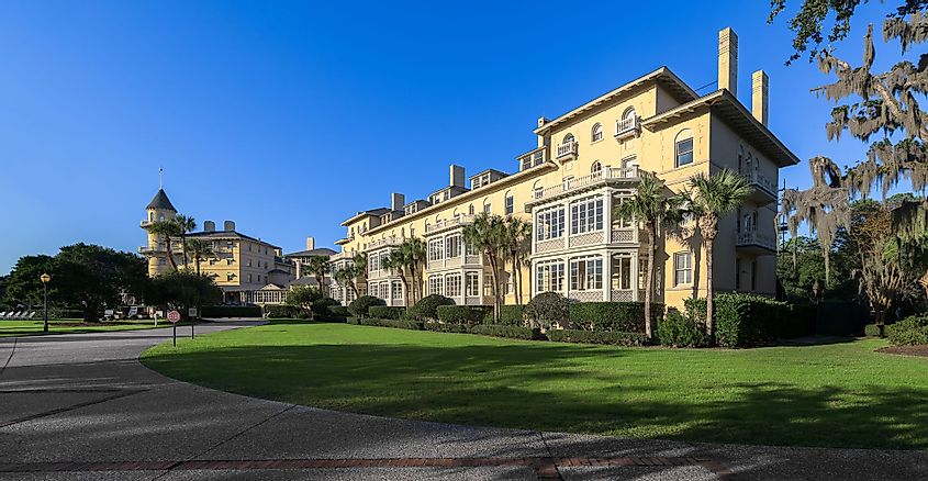 Exterior of the historic Clubhouse in Jekyll Island, Georgia