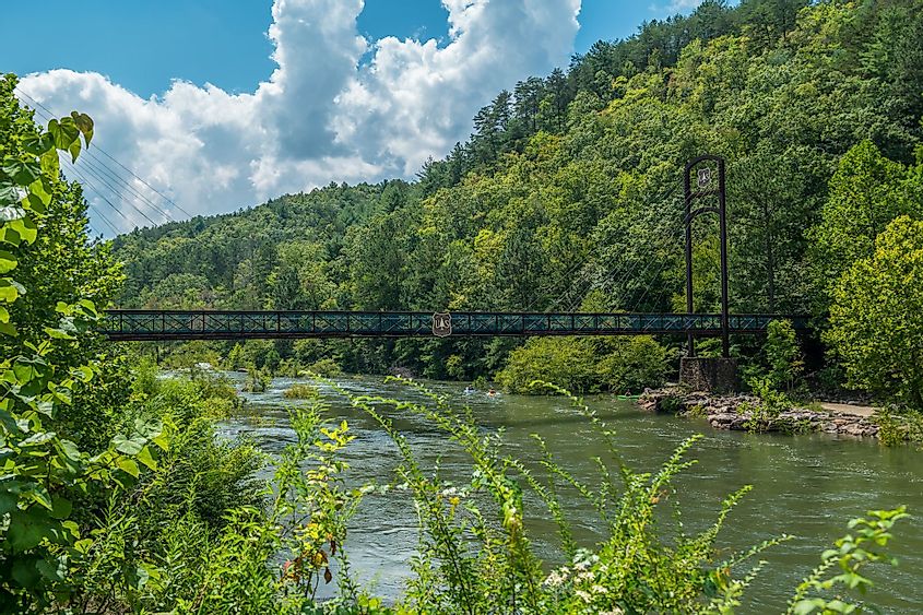 Suspension Bridge at the Ocoee whitewater center in Copperhill, Tennessee