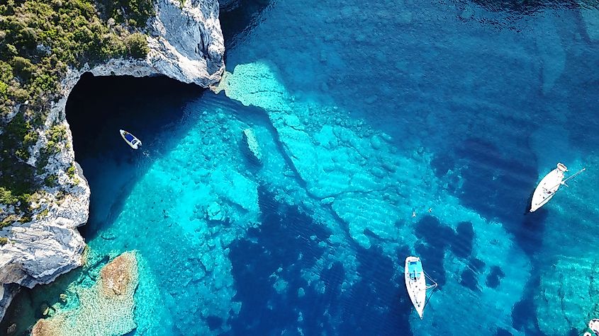 The turquoise water of the Caribbean Sea.