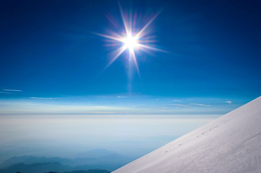 Mountain sun on Jamapa Glacier of Pico de Orizaba volcano