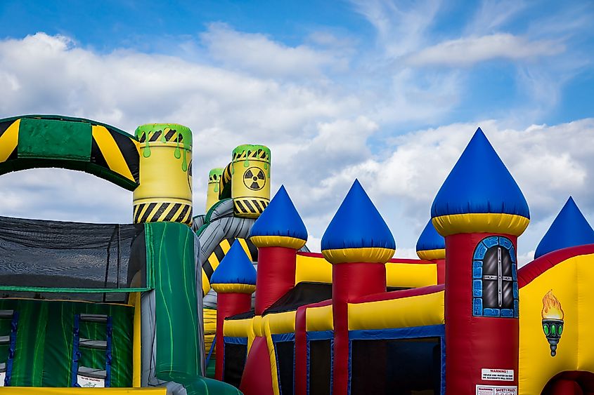 Bouncy Houses at the Tanana Valley State Fair in Fairbanks, Alaska.