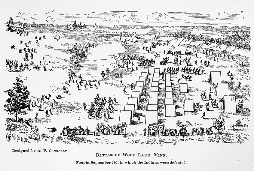 Battle of Wood Lake, 1862. Colonel Alonzo Putnam Connolly - Minnesota Historical Society. Photo via WikimediaCommons