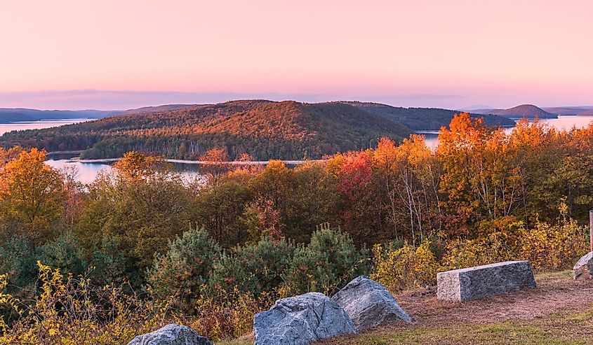 Overlook at Quabbin reservoir in the fall in Massachusetts