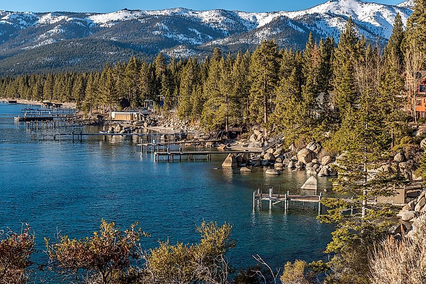 Aerial View of the Vacation Community of Incline Village on Lake Tahoe 
