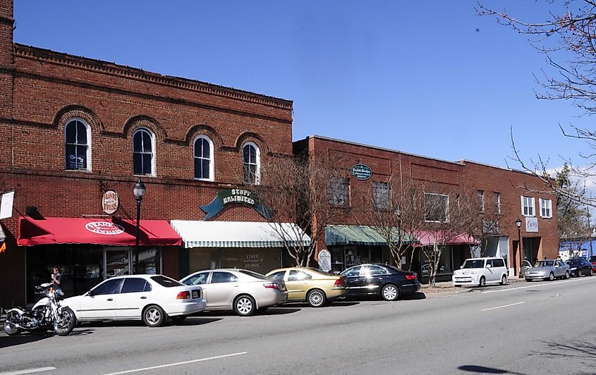 Downtown historic district of Clover, South Carolina, showcasing its charming architecture and rich heritage.