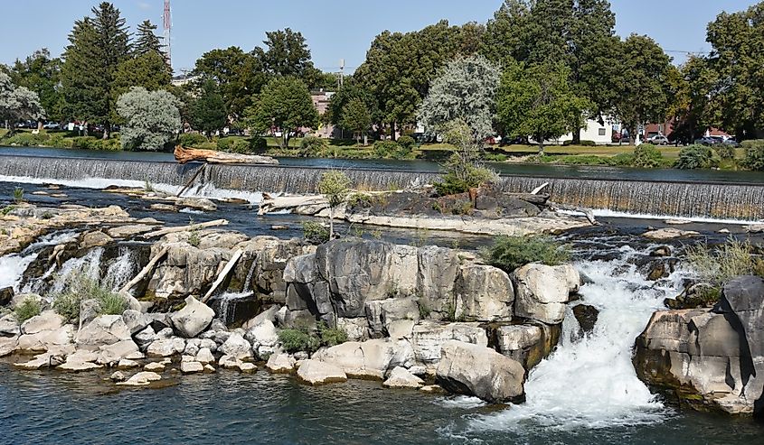 Waterfall at Idaho Falls in Idaho.
