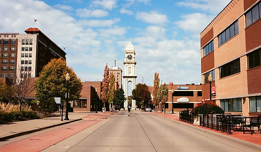The Town Clock, located downtown, Dubuque, Iowa.