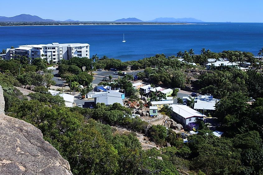 Aerial landscape view of Bowen a coastal town and locality in the Whitsunday Region, Queensland