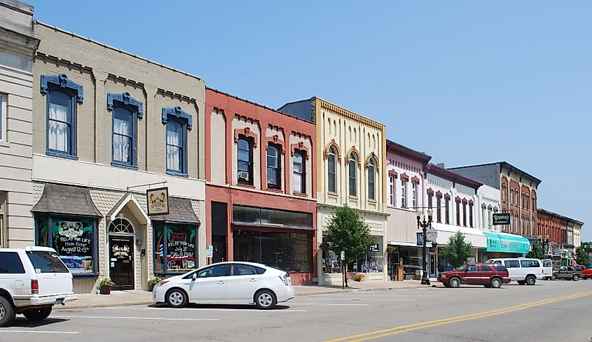 Street view in the town of Portland, Michigan.