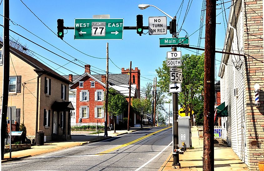 Corner of Main and Water in downtown Thurmont. Andrew Bain 