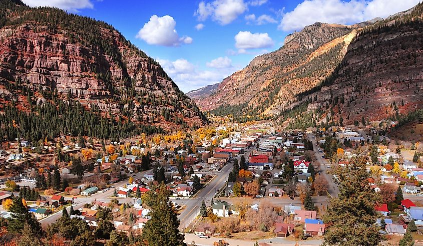 Aerial view of Ouray, Colorado.