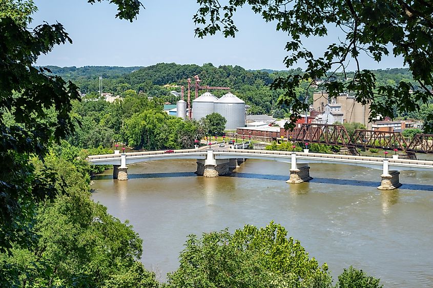 The Y-shaped bridge in Zanesville, Ohio.