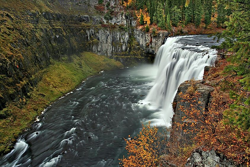 The beautiful Mesa Falls in fall.