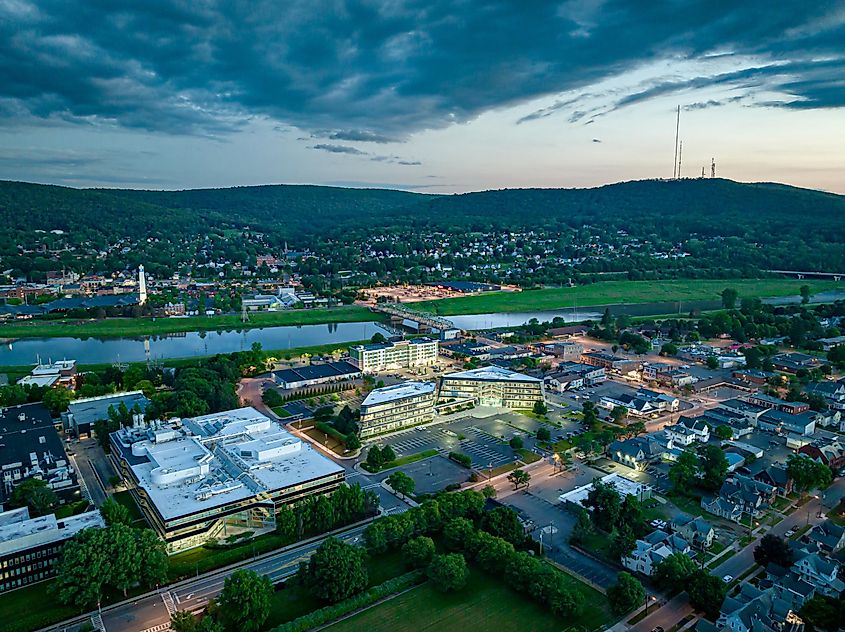 Aerial view of Corning, New York