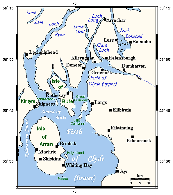 Map of the Firth of Clyde.