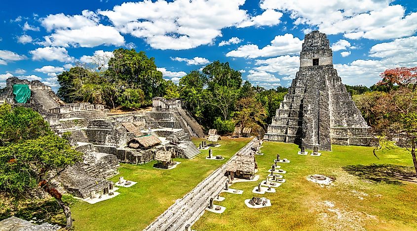 The ancient Mayan Temple of the Great Jaguar at Tikal, a UNESCO World Heritage in Guatemala.