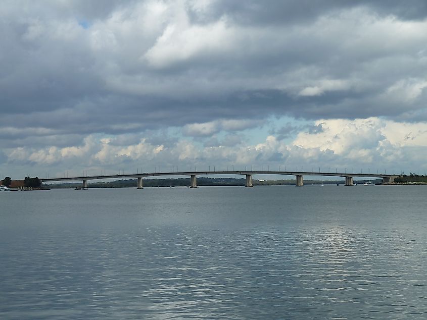 Captain Cook Bridge as seen from Tom Uglys Point Reserve outside Sydney, New South Wales, Australia.