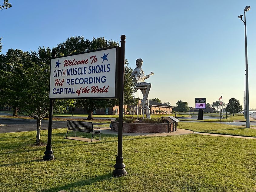 City of Muscle Shoals sign, via Luisa P Oswalt / Shutterstock.com