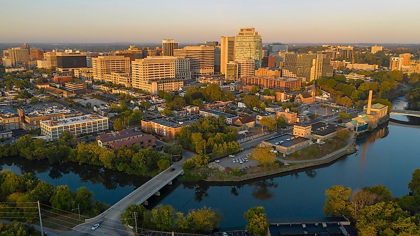 The Delaware River flowing by Wilmington, Delaware.