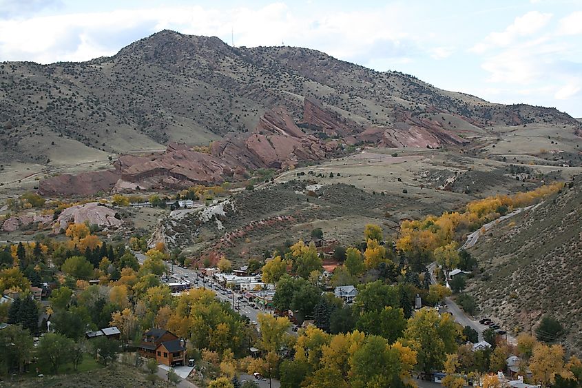 Town of Morrison with Red Rocks Amphitheatre in background.