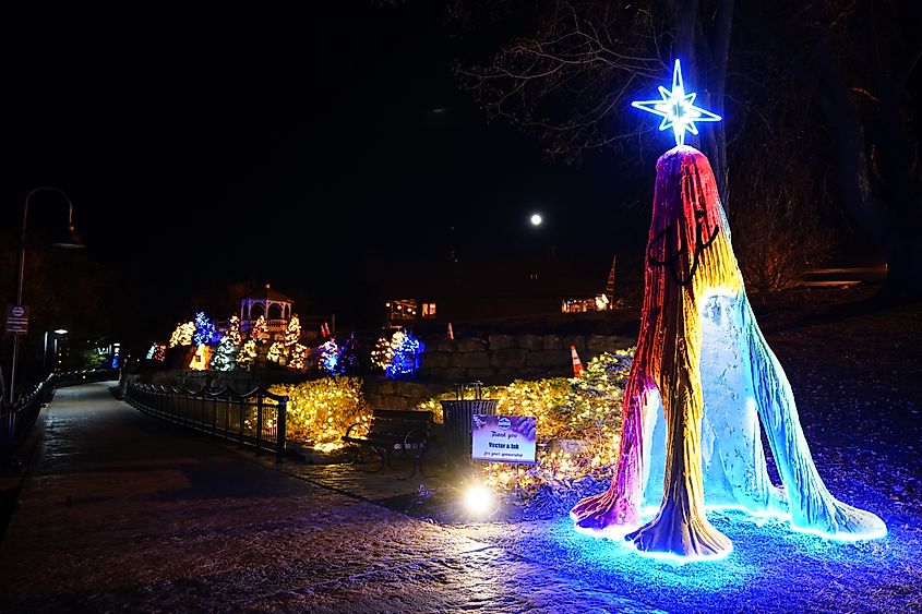 Winter decorations in Wisconsin Dells, Wisconsin. Wisconsin Dells, Wisconsin.