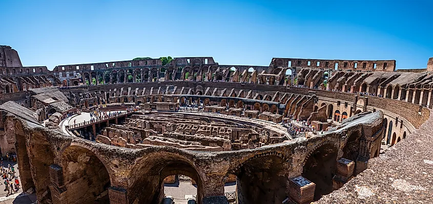 Inside of the Colosseum of Ancient Rome.