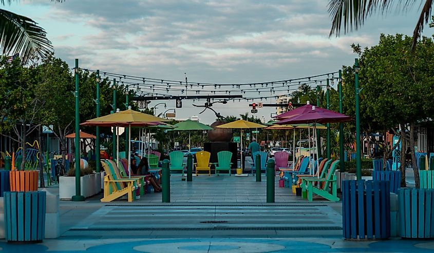 Colorful umbrellas and adirondack chairs in Lauderdale By The Sea (South Florida)