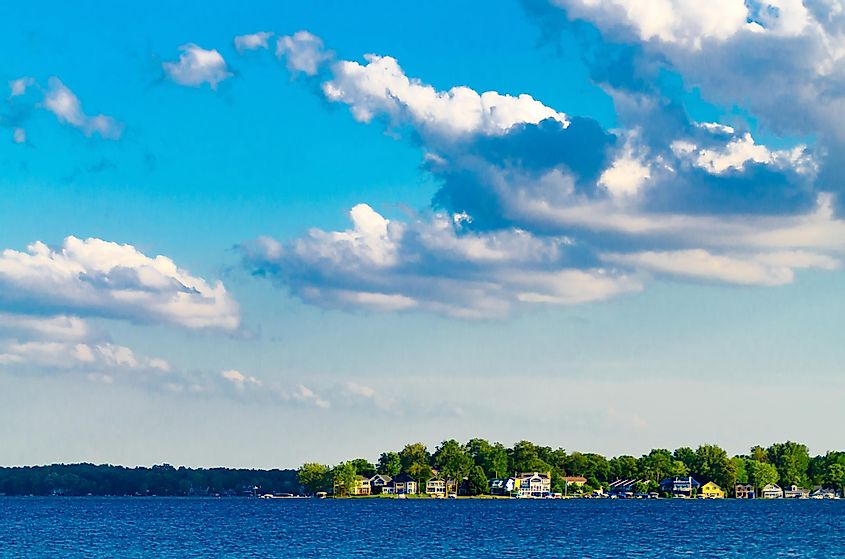 Vacation houses line the shores of Lake Maxinkuckee in Culver, Indiana