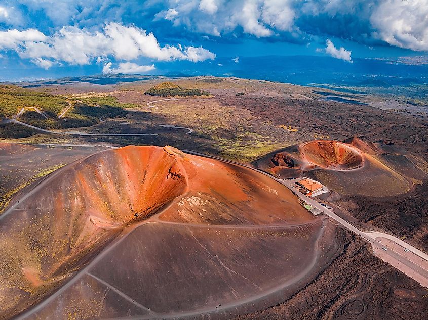 The volcanic landscape in the Mount Etna region.