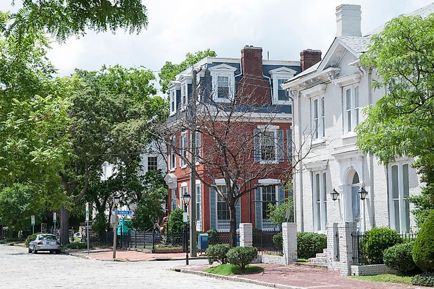 The view of Freemason Street, the main street in Norfolk old town