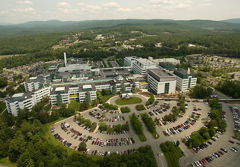Aerial view of Dartmouth Hitchcock Medical Center.