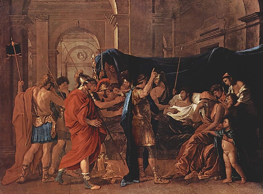 Painting of the death of Germanicus by Nicolas Poussin