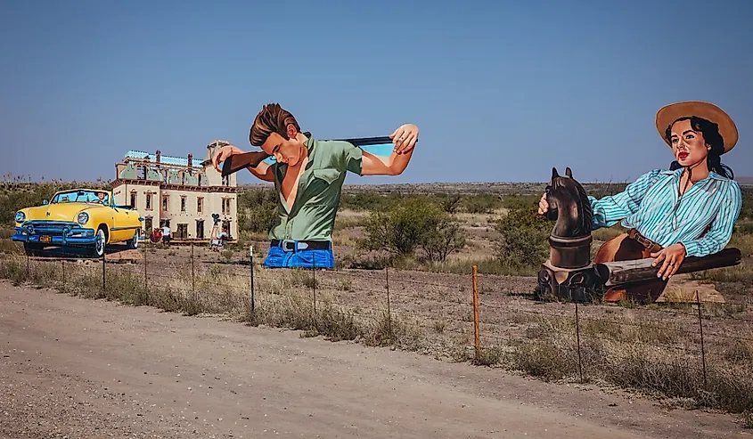 Marfa, Texas, tribute to the 1956 film "Giant." Image credit magraphy via Shutterstock