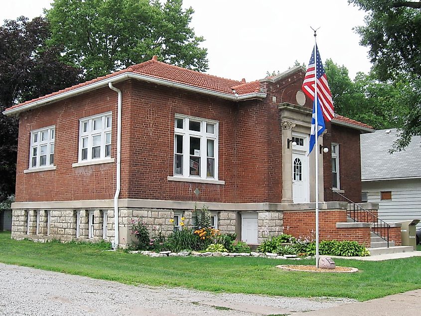 The Eldon Carnegie Public Library in Eldon, Iowa