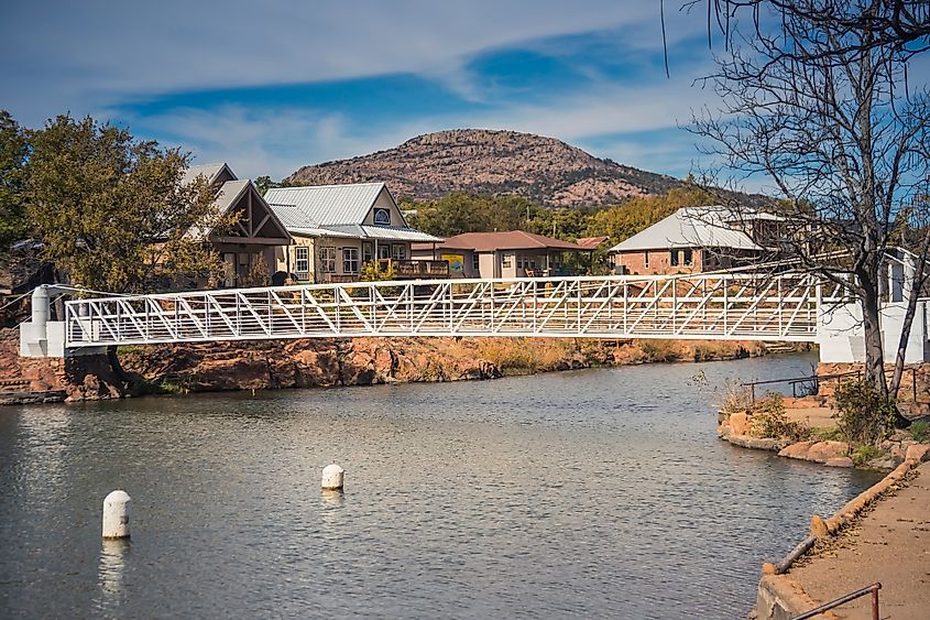 Bridge and river in Medicine Park, Oklahoma.