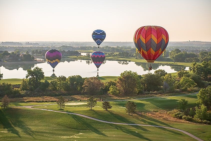 Hot air balloon ride through Windsor Colorado