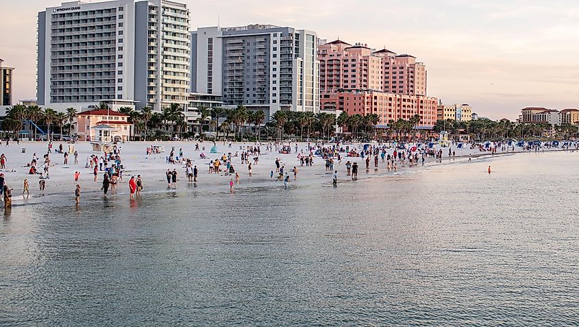 Beachgoers on Clearwater Beach in Florida, via Michael Gordon / Shutterstock.com