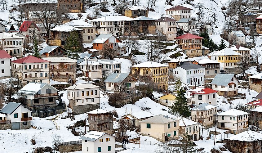 Mountain village from Macedonia in winter.
