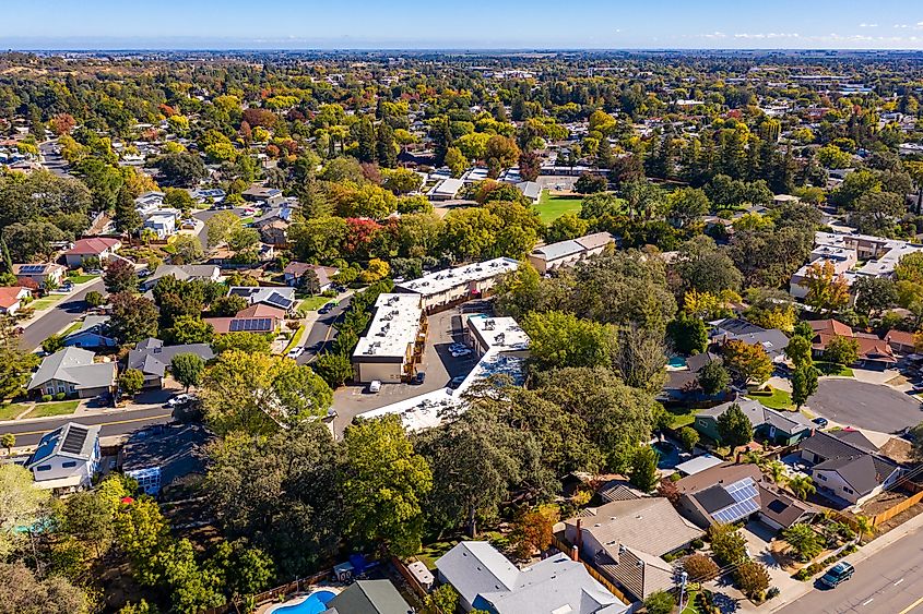 Aerial view of Vacaville in California.