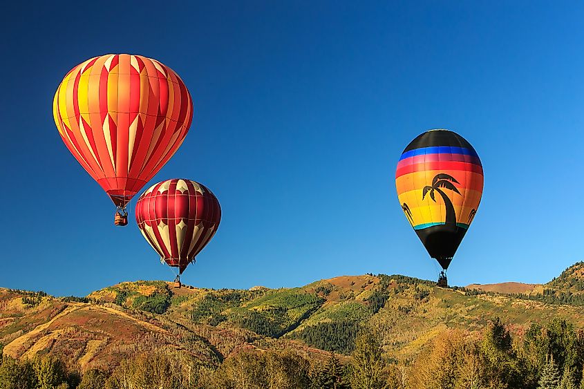 Hot air balloons above Park City, Utah, USA