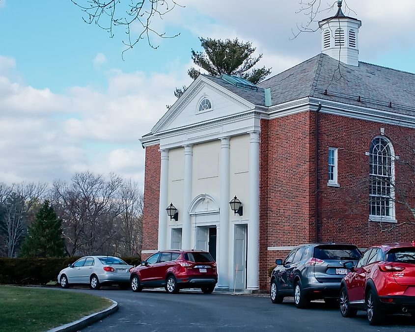 Rear porch of historical Dover town hall, via Yingna Cai / Shutterstock.com