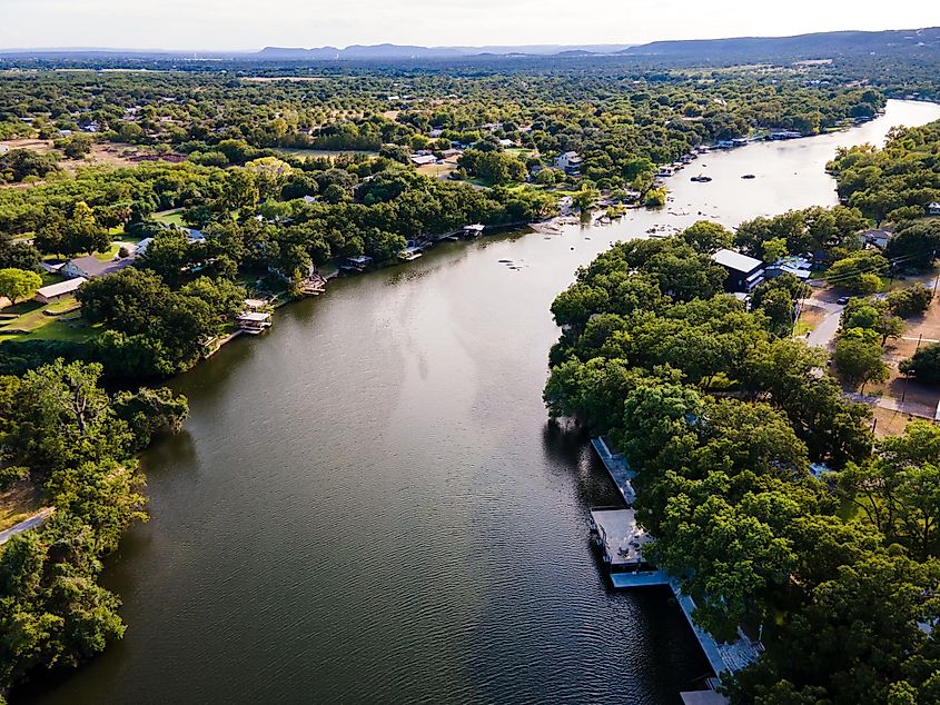 Summer time above Lake LBJ in the Texas Hill Country near Burnet , Texas