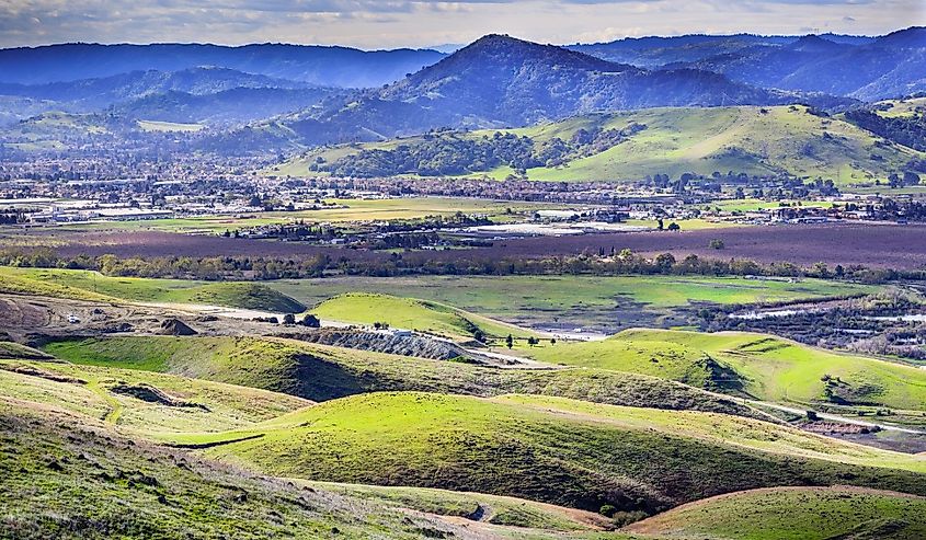 View towards Morgan Hill, south San Francisco bay area, California