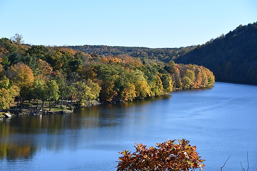 View of Lake Lillinonah from Lovers Leap State Park in New Milford, Connecticut.
