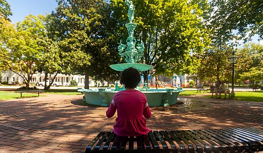 Fountain Park in Chestertown, Maryland.