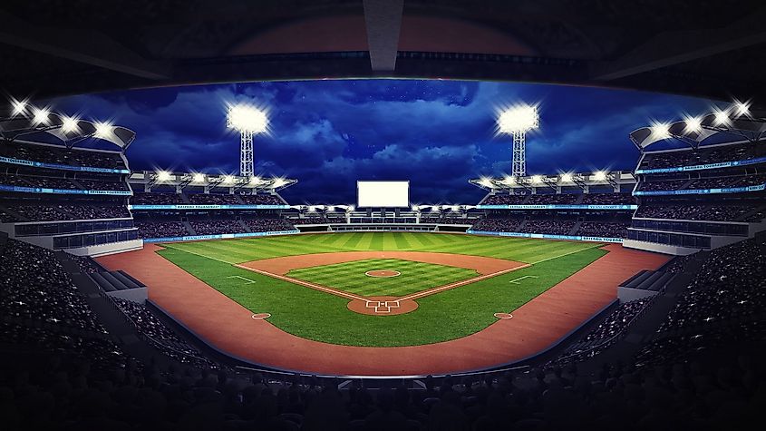 Baseball Stadium With Diamond and Fans 