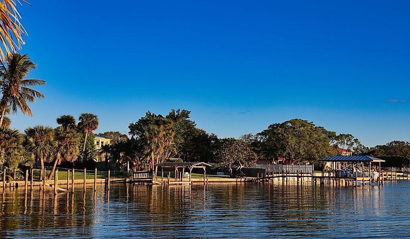 Sunset on the river in Indialantic, Florida