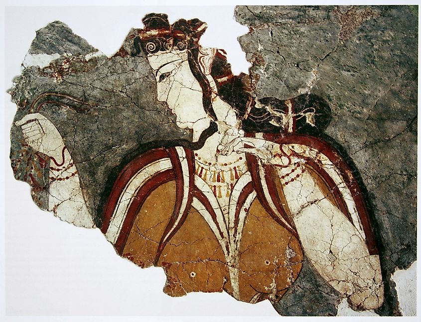 Fresco depicting a female figure in the acropolis of Mycenae.