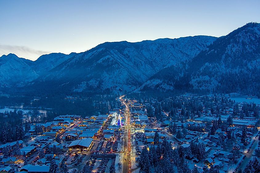 Aerial view of Leavenworth, Washington.